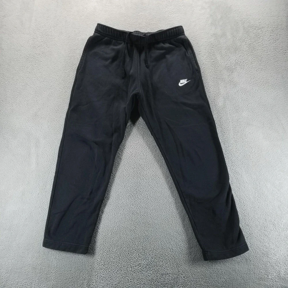 Nike‎ Sweatpants Mens M Black Fleece Tapered Drawstring Pockets Gym Workout